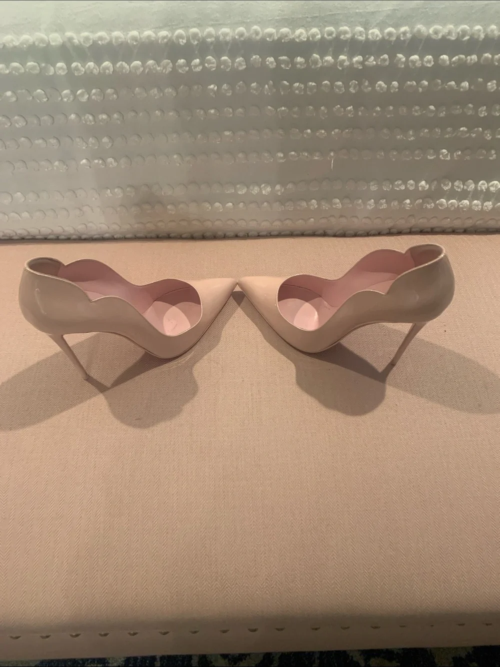 Louboutin pink patent heels
